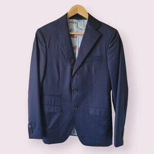 FRATELLI TALLIA DI DELFINO Navy Suit Jacket Blazer Size 36 Wool 360 Sports Coat